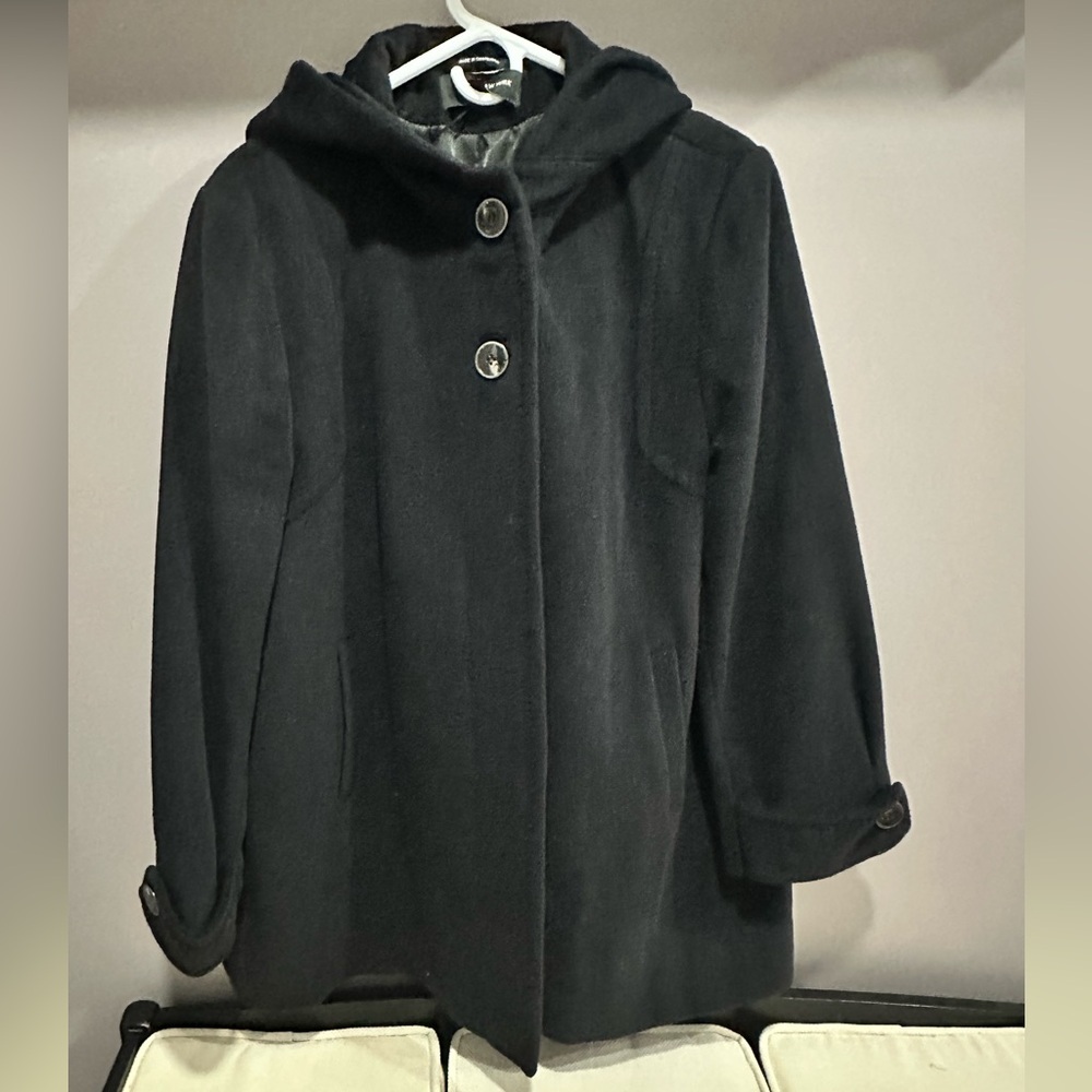 Womenβs Jones New York Classic Black Wool Coat Size 16